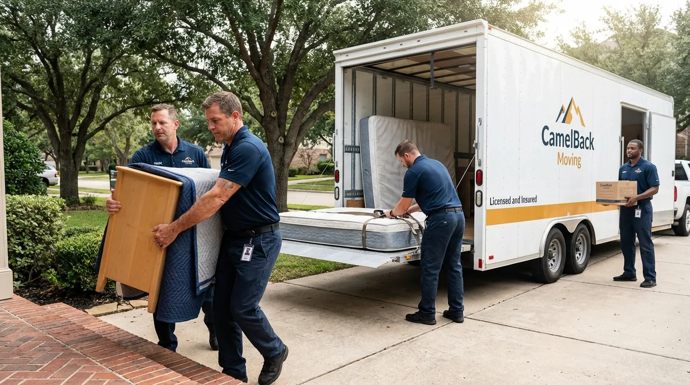 Crew loading residential truck for cross-state move from Oak Harbor, OH